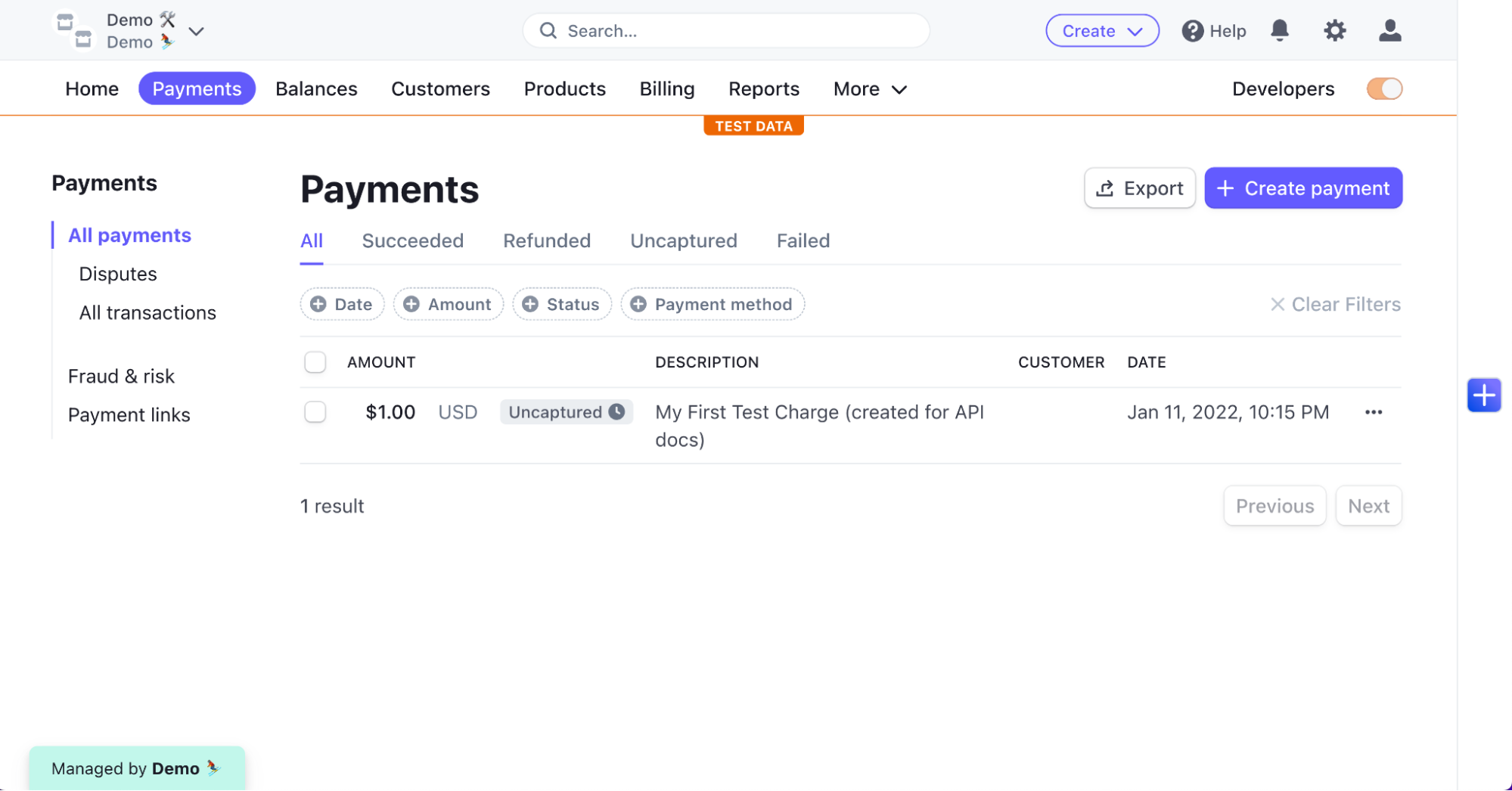 Standard Dashboard Screenshot of Standard Dashboard